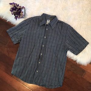 Old Navy Men's Blue Plaid Button Up Top